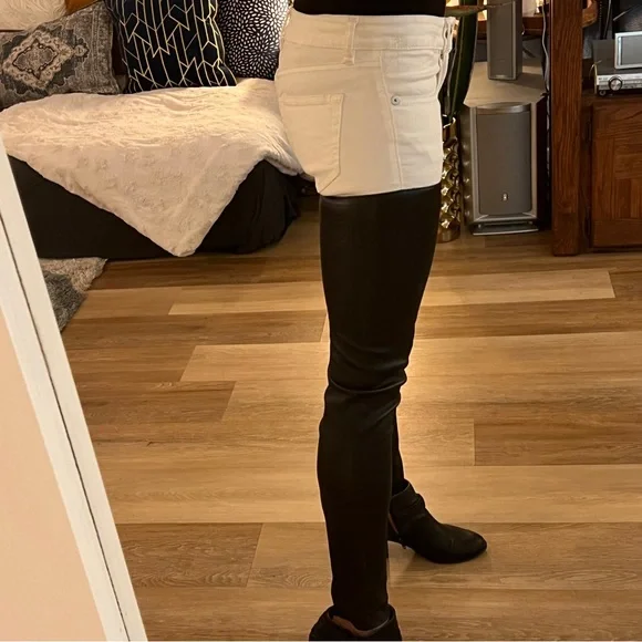 R13 Ultra Rare Chaps sz 26 WHITE denim and LAMBSKIN jeans - Picture 2 of 7